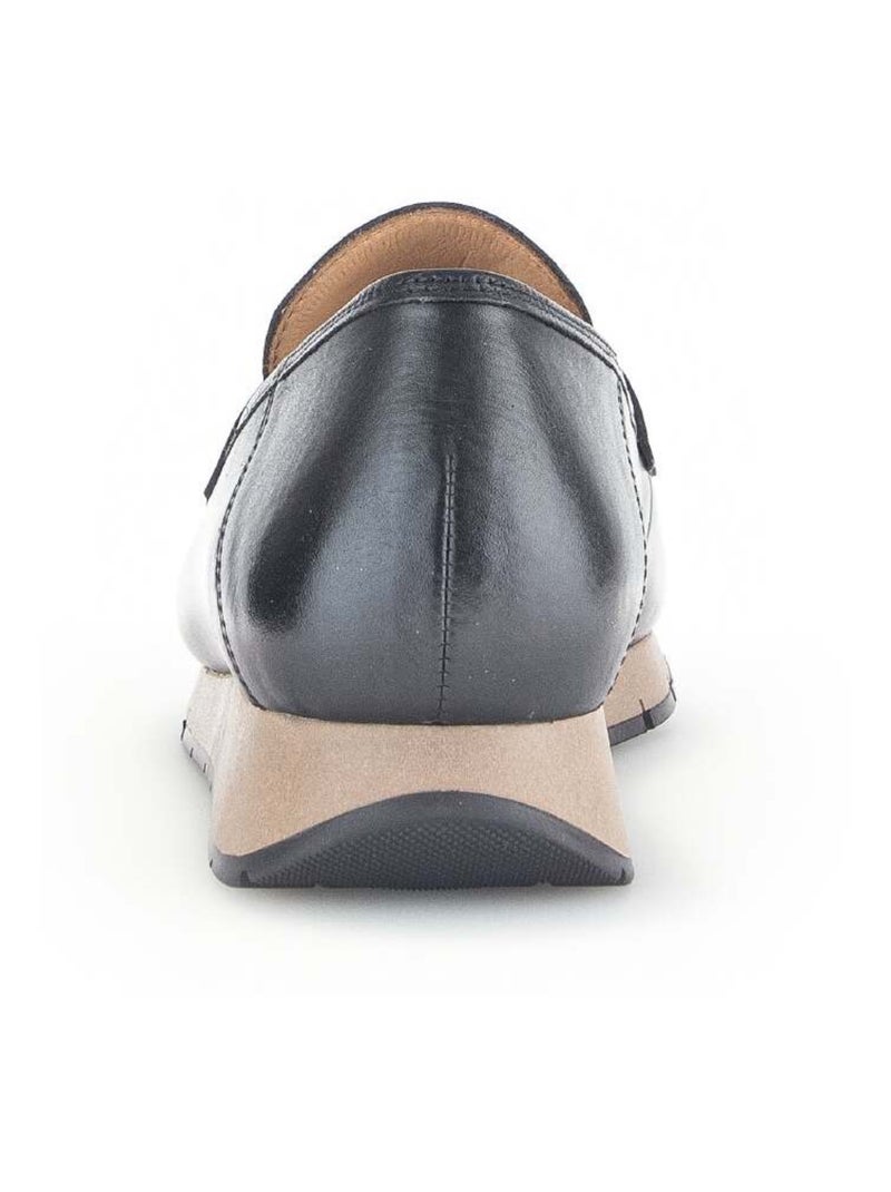 Mocassins  en cuir lisse Gabor Noir Noir - Kiabi