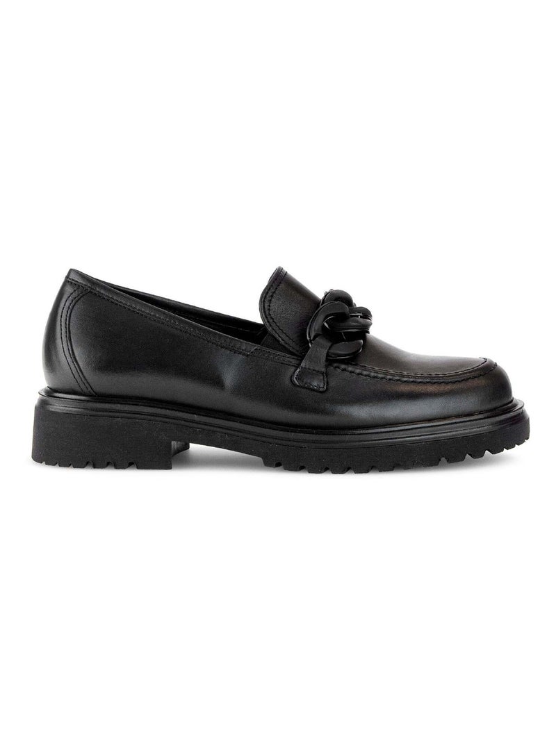 Mocassins  en cuir lisse Gabor Noir Noir - Kiabi
