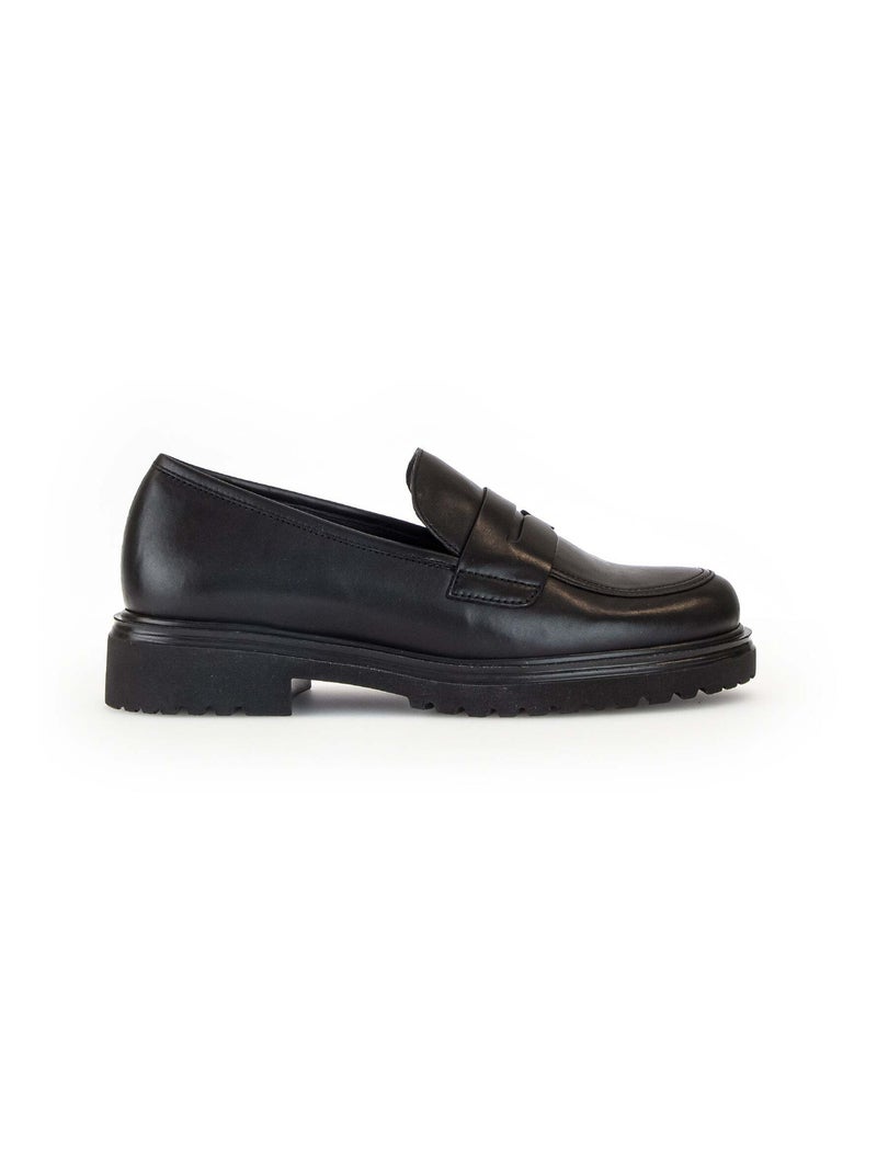 Mocassins  en cuir lisse Gabor Noir Noir - Kiabi