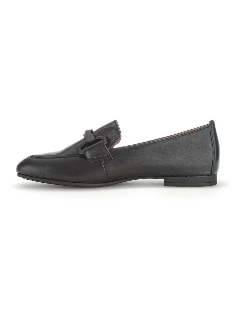 Mocassins  en cuir lisse Noir - Kiabi