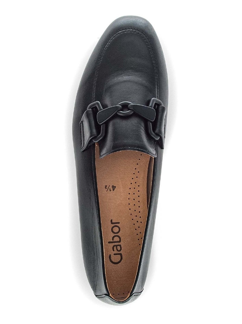 Mocassins  en cuir lisse Noir - Kiabi