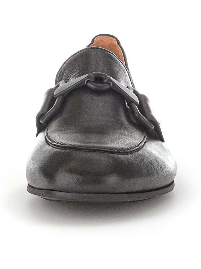 Mocassins  en cuir lisse Noir - Kiabi