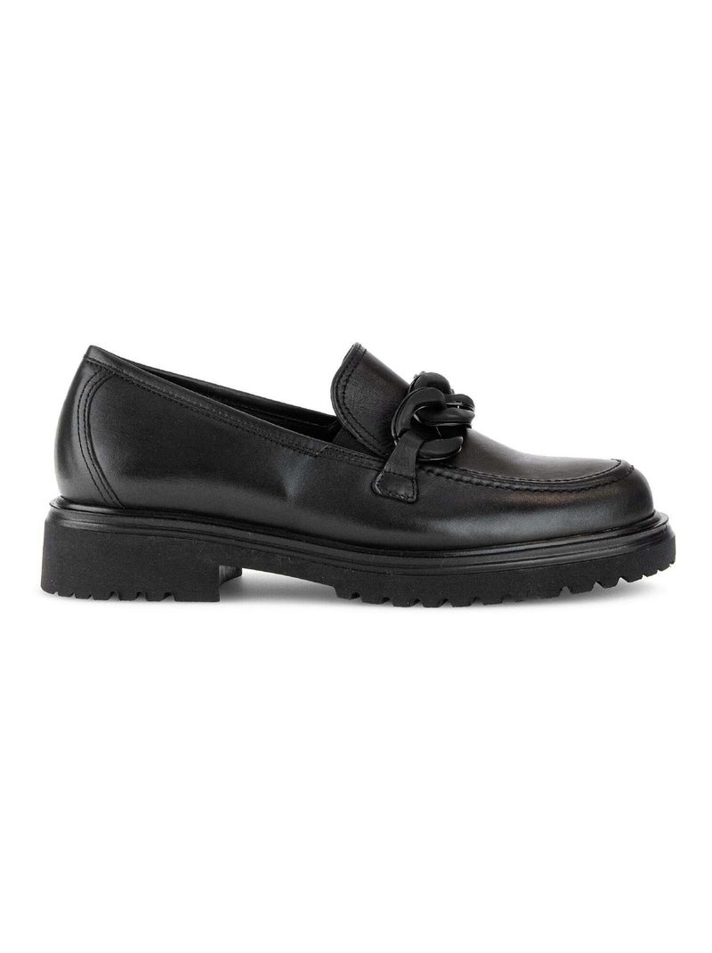 Mocassins  en cuir lisse Noir - Kiabi