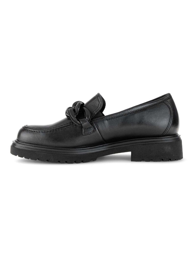 Mocassins  en cuir lisse Noir - Kiabi