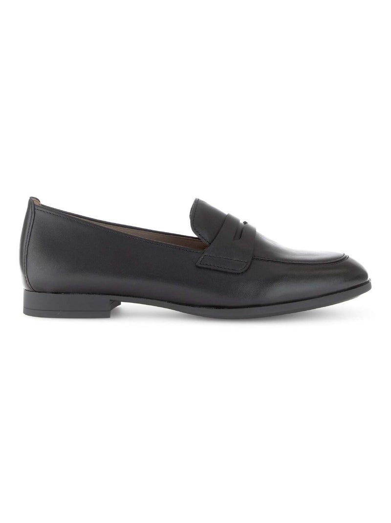 Mocassins  en cuir lisse Noir - Kiabi