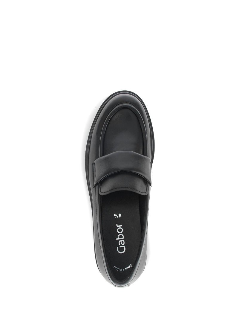 Mocassins  en cuir lisse Noir - Kiabi