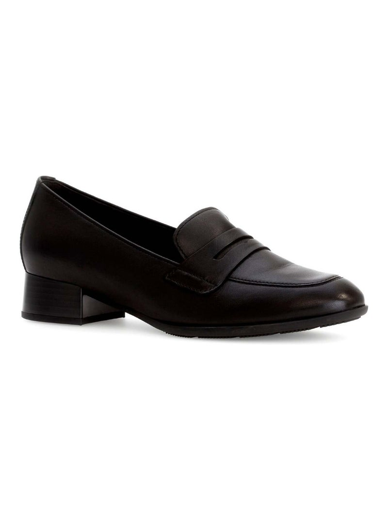 Mocassins  en cuir lisse Noir Noir - Kiabi