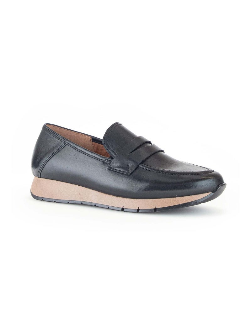 Mocassins  en cuir lisse Noir Noir - Kiabi