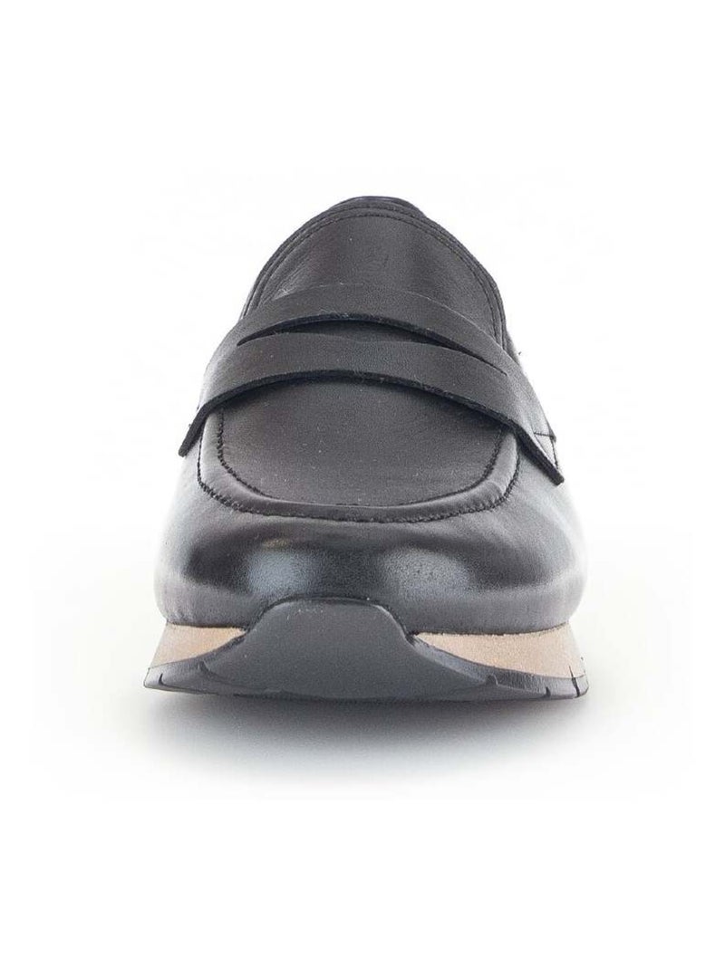 Mocassins  en cuir lisse Noir Noir - Kiabi