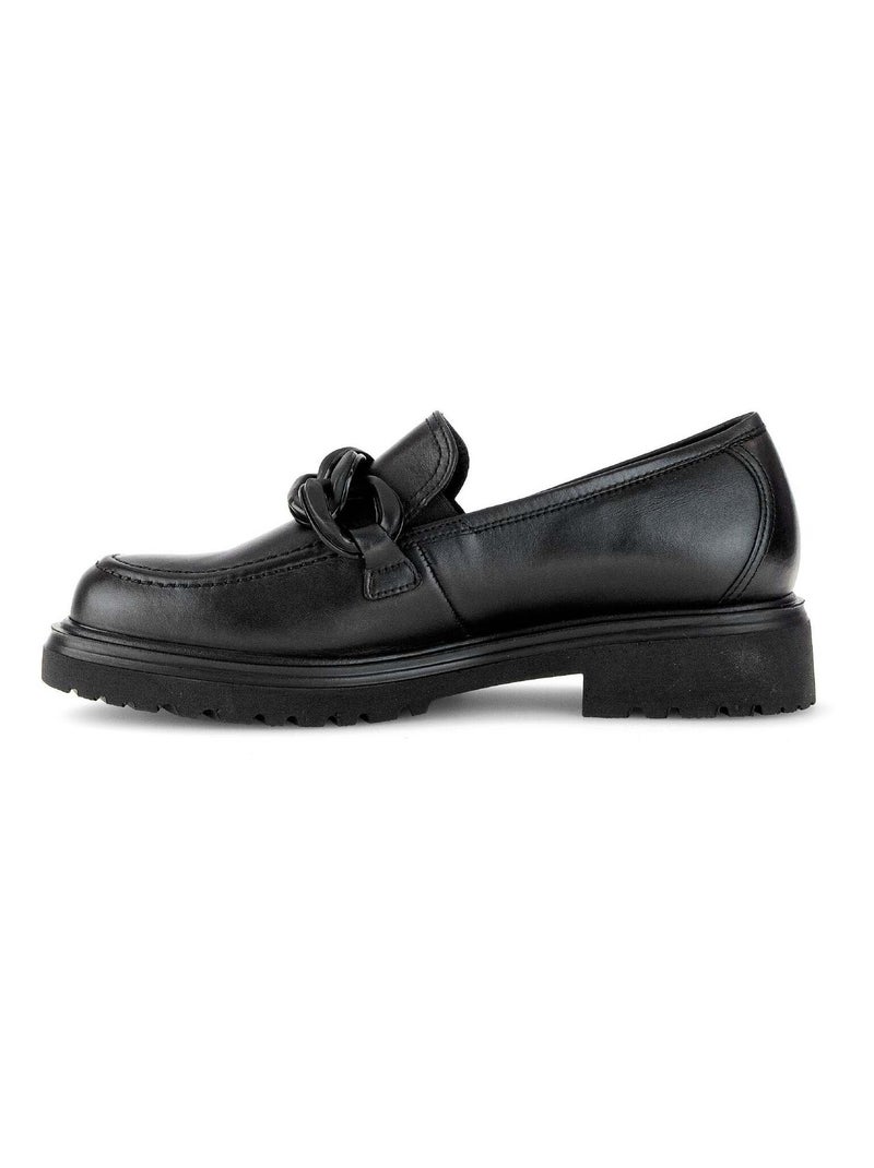 Mocassins  en cuir lisse Noir Noir - Kiabi