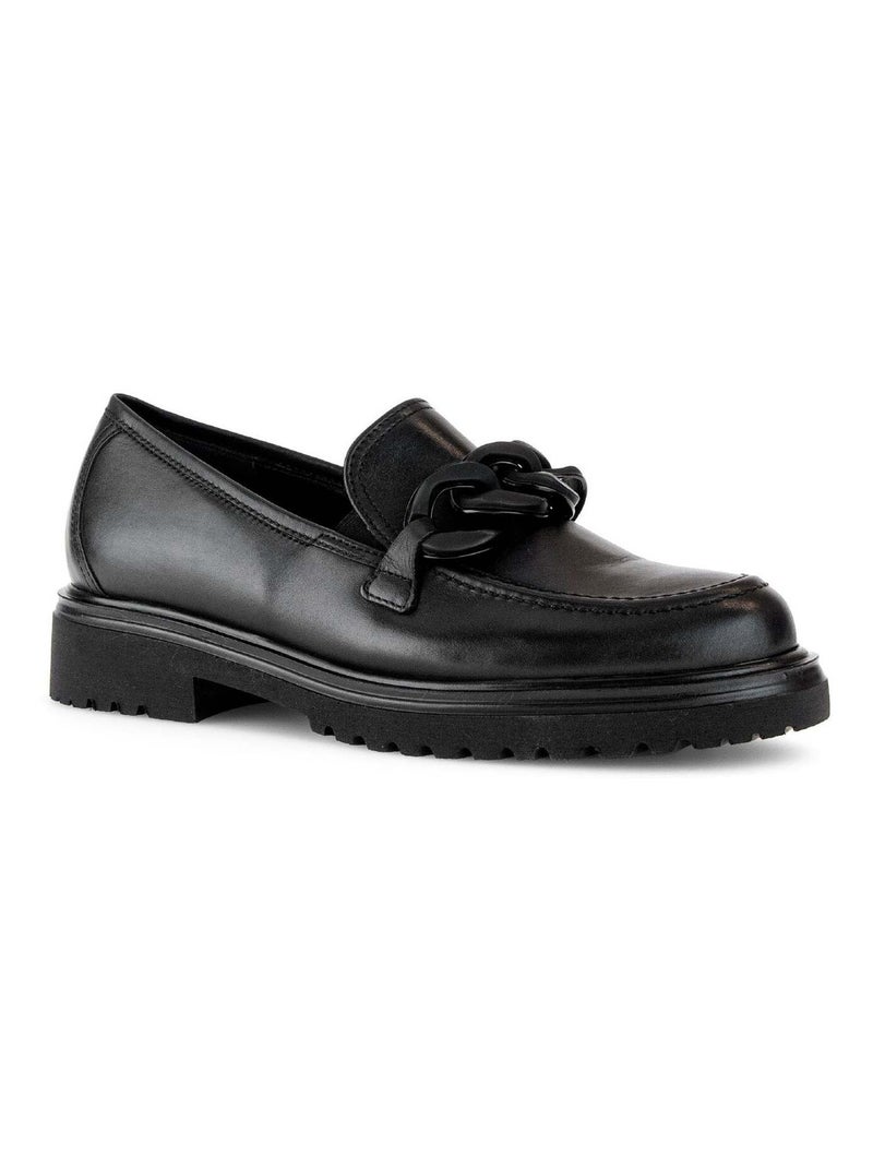 Mocassins  en cuir lisse Noir Noir - Kiabi