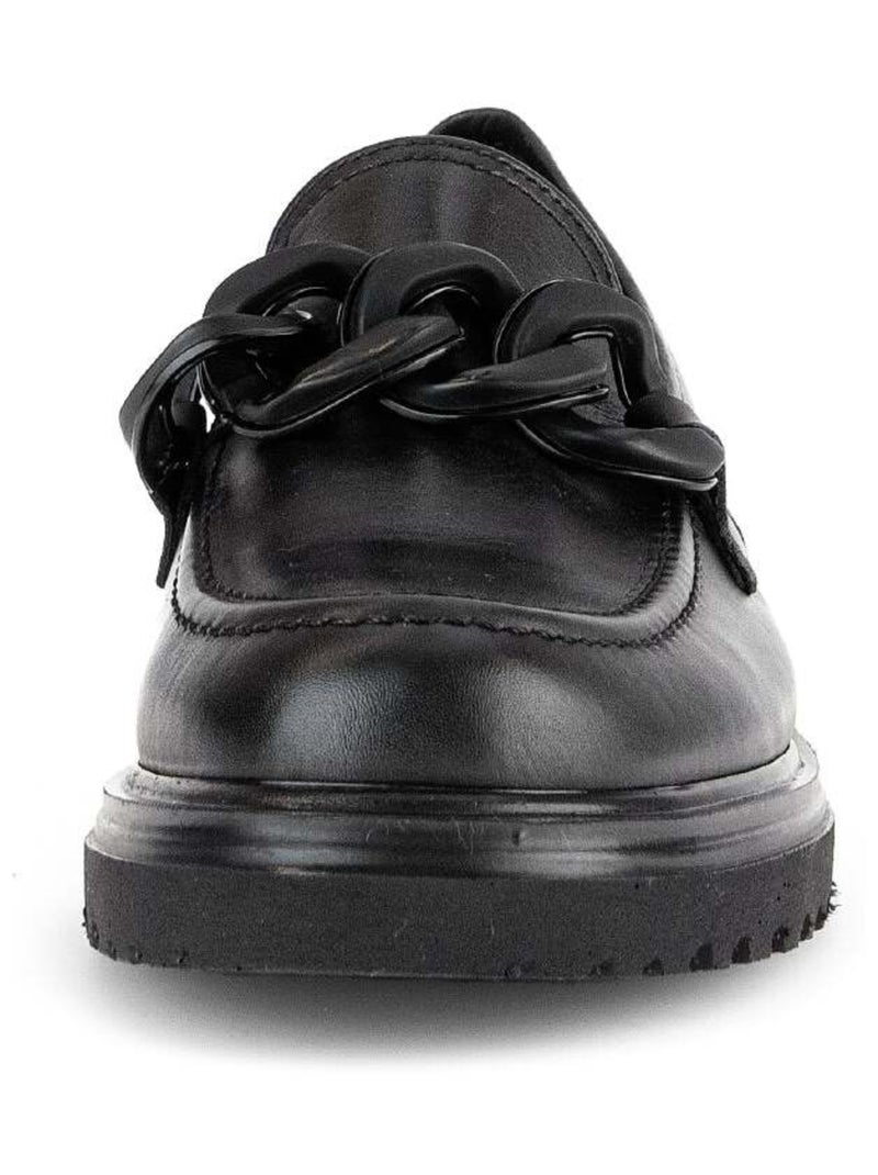 Mocassins  en cuir lisse Noir Noir - Kiabi