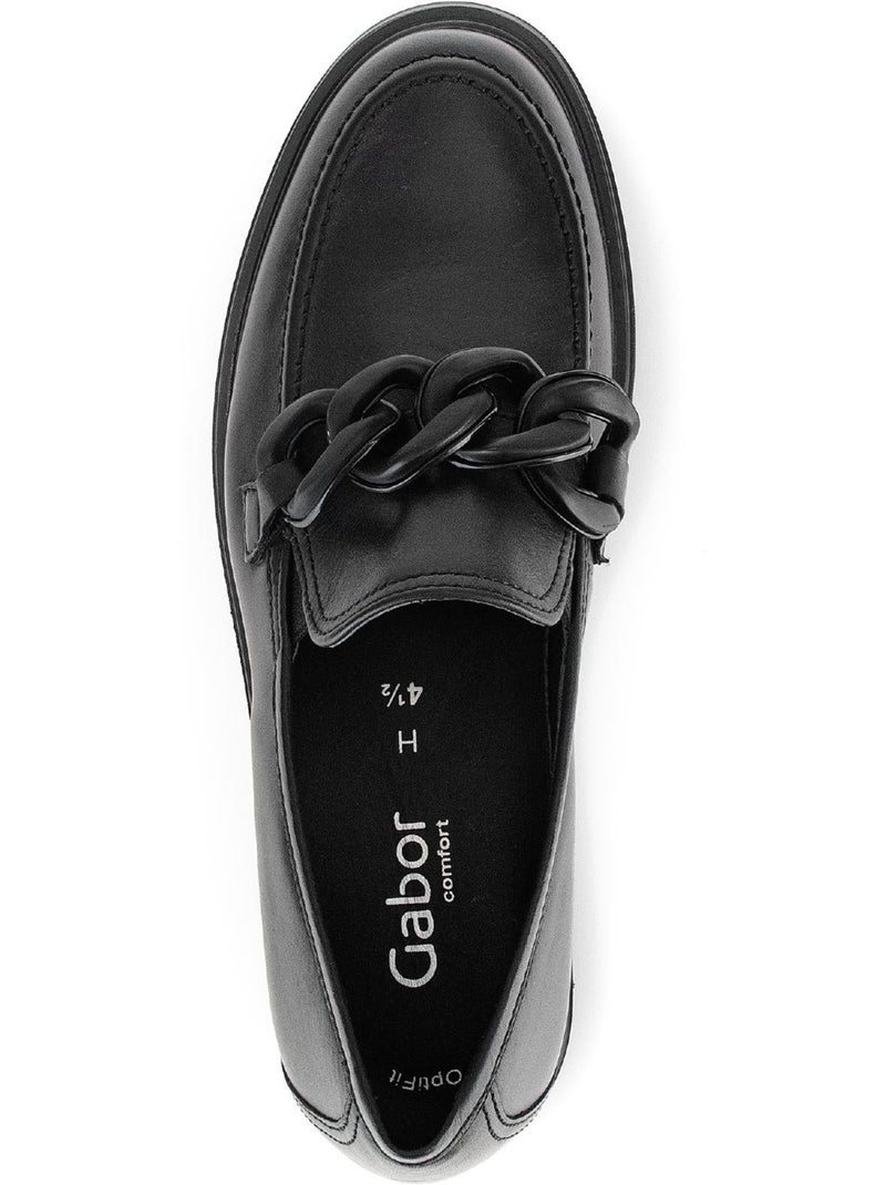 Mocassins  en cuir lisse Noir Noir - Kiabi
