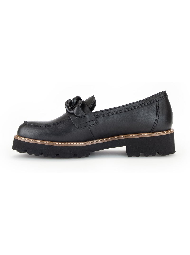 Mocassins  en cuir lisse Noir Noir - Kiabi