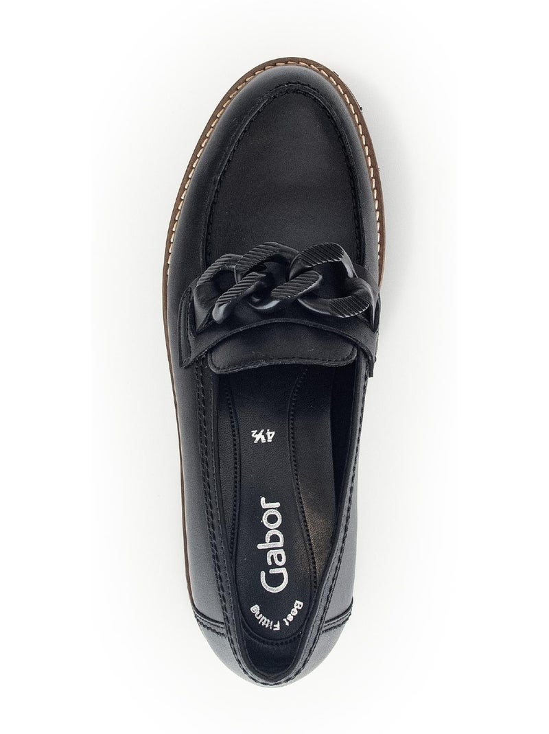 Mocassins  en cuir lisse Noir Noir - Kiabi