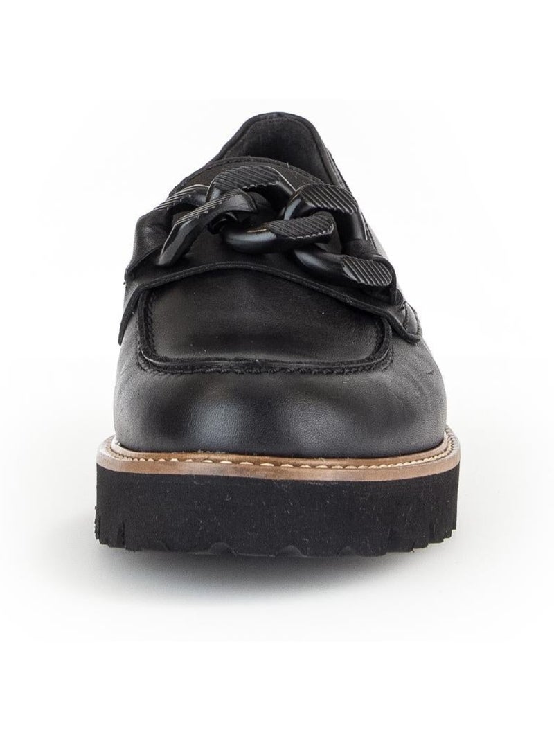 Mocassins  en cuir lisse Noir Noir - Kiabi