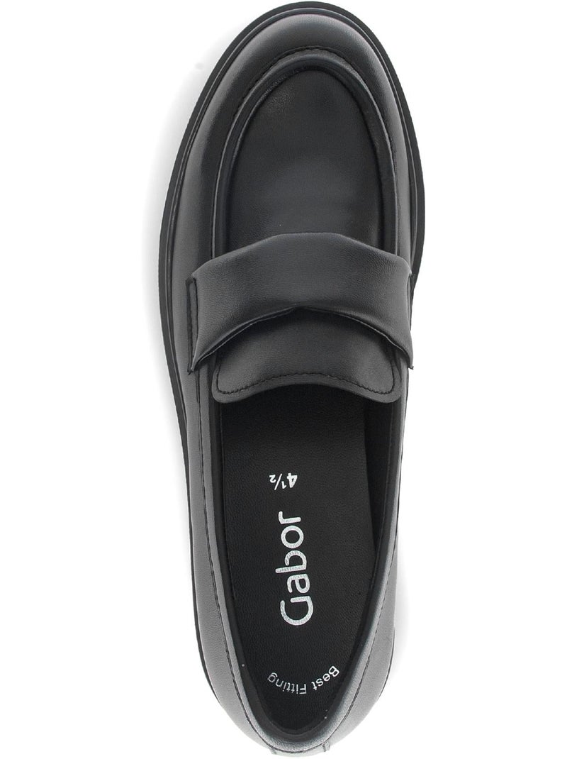 Mocassins  en cuir lisse Noir Noir - Kiabi
