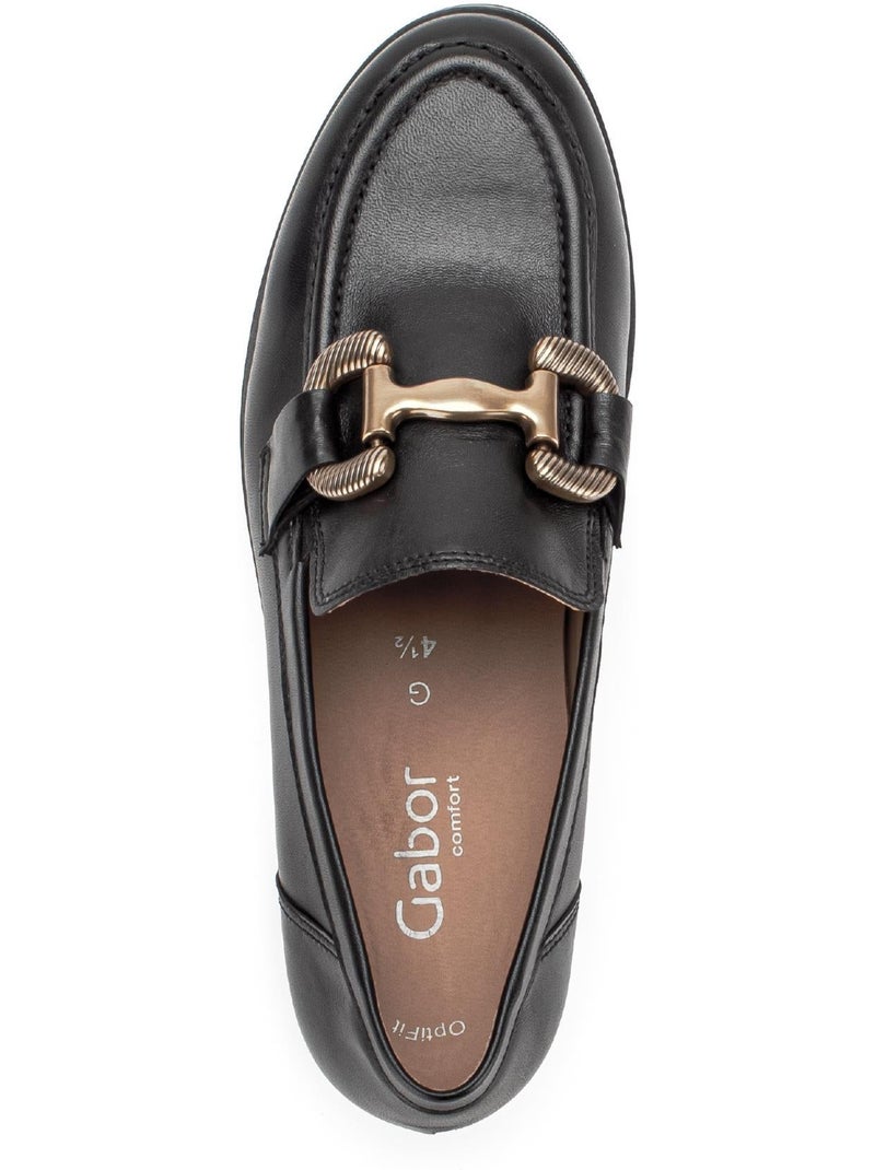 Mocassins  en cuir lisse Noir Noir - Kiabi