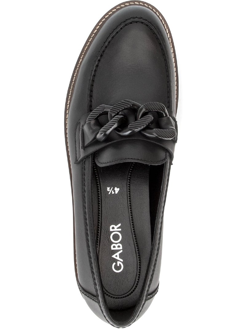 Mocassins  en cuir lisse Noir Noir - Kiabi