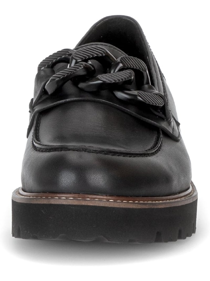 Mocassins  en cuir lisse Noir Noir - Kiabi