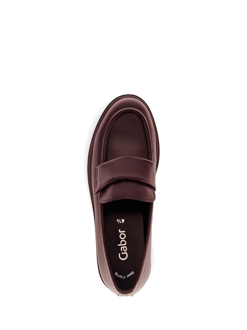 Mocassins  en cuir lisse Rouge - Kiabi