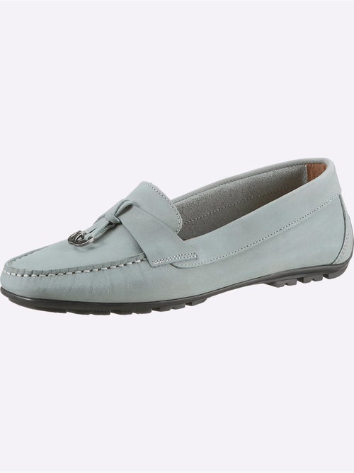 Mocassins en cuir nubuck avec couture main et semelle cuir - Taille standard - Helline - Kiabi
