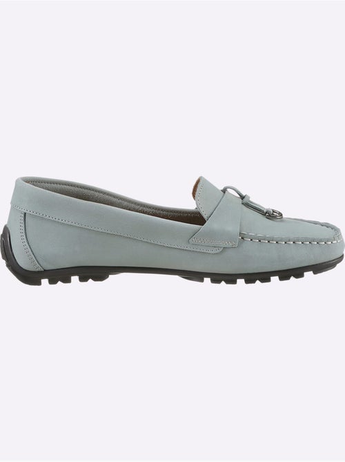 Mocassins en cuir nubuck avec couture main et semelle cuir - Taille standard - Helline - Kiabi