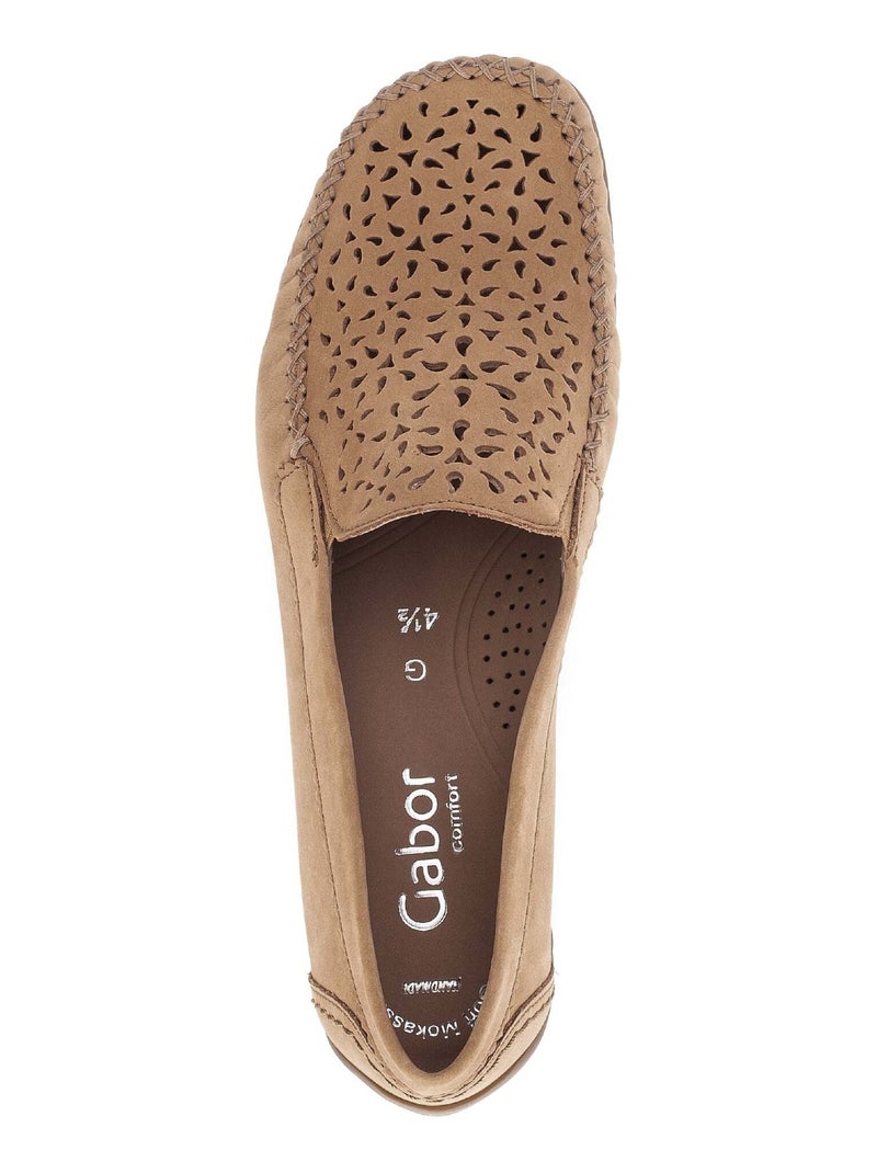 Mocassins  en cuir nubuck Beige - Kiabi