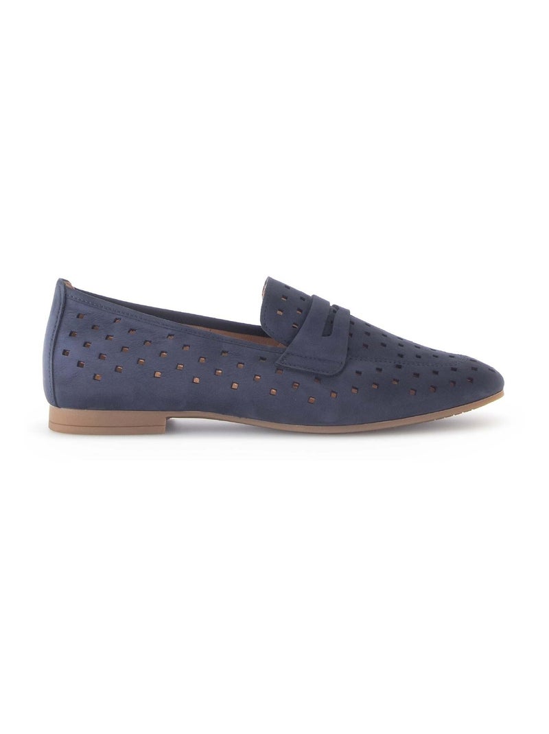 Mocassins  en cuir nubuck Bleu - Kiabi