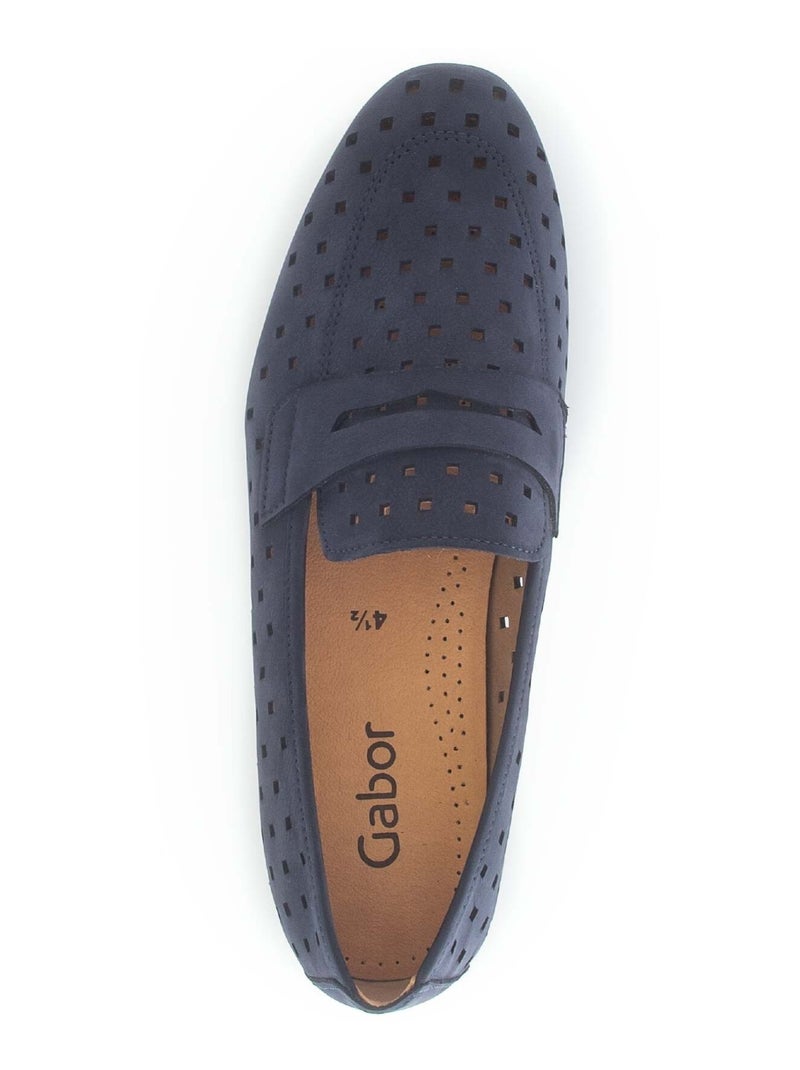 Mocassins  en cuir nubuck Bleu - Kiabi
