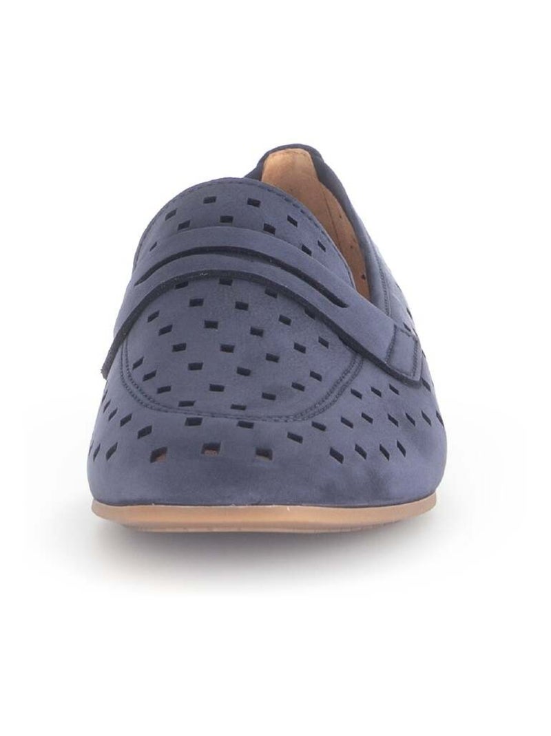 Mocassins  en cuir nubuck Bleu - Kiabi
