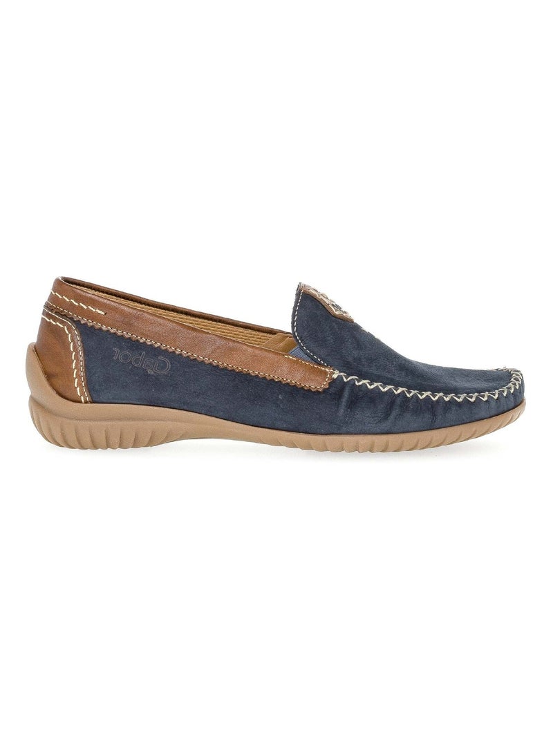 Mocassins  en cuir nubuck Bleu - Kiabi