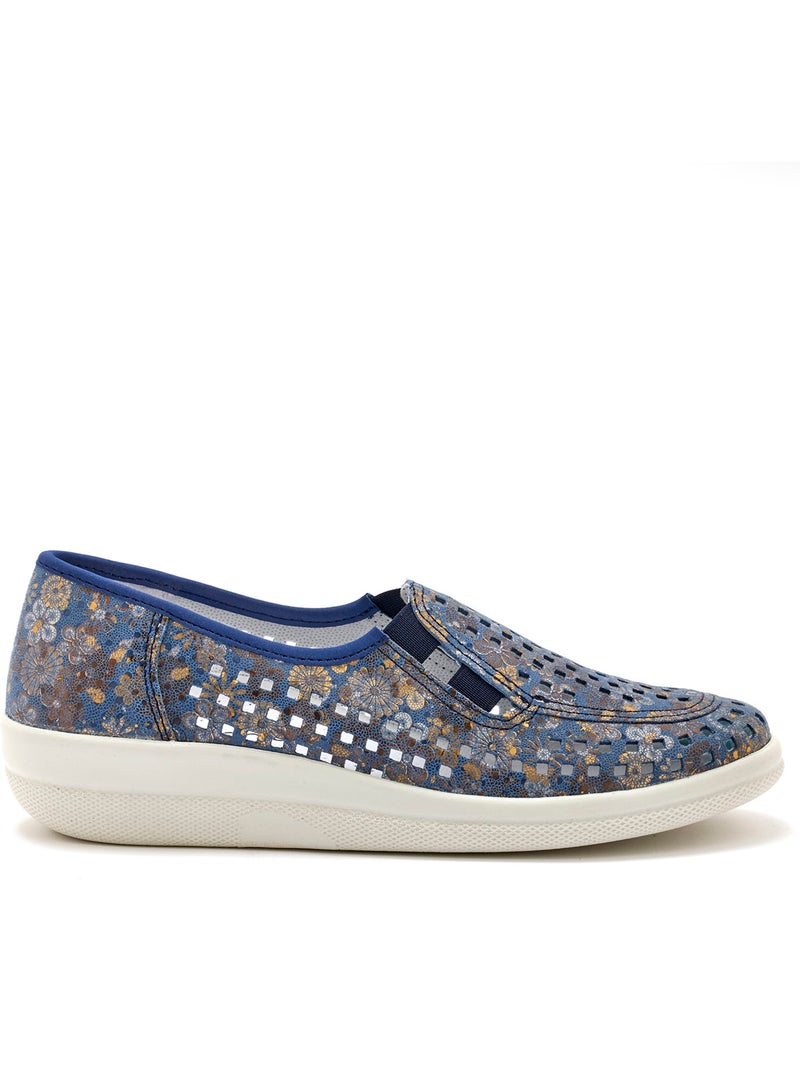 Mocassins en cuir perforés - PEDICONFORT Bleu Multicolore - Kiabi