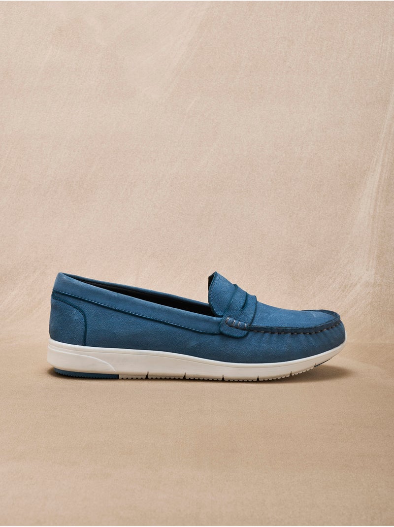 Mocassins en cuir velours - PEDICONFORT Bleu - Kiabi
