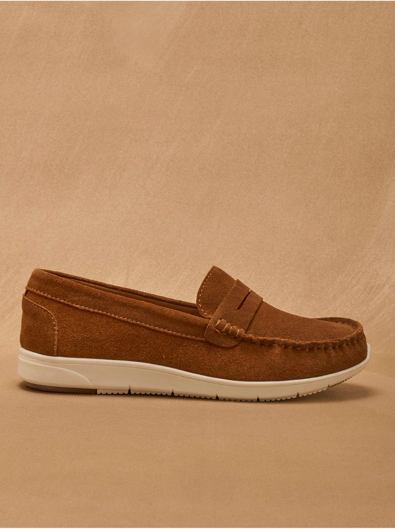 Mocassins en cuir velours - PEDICONFORT Marron - Kiabi