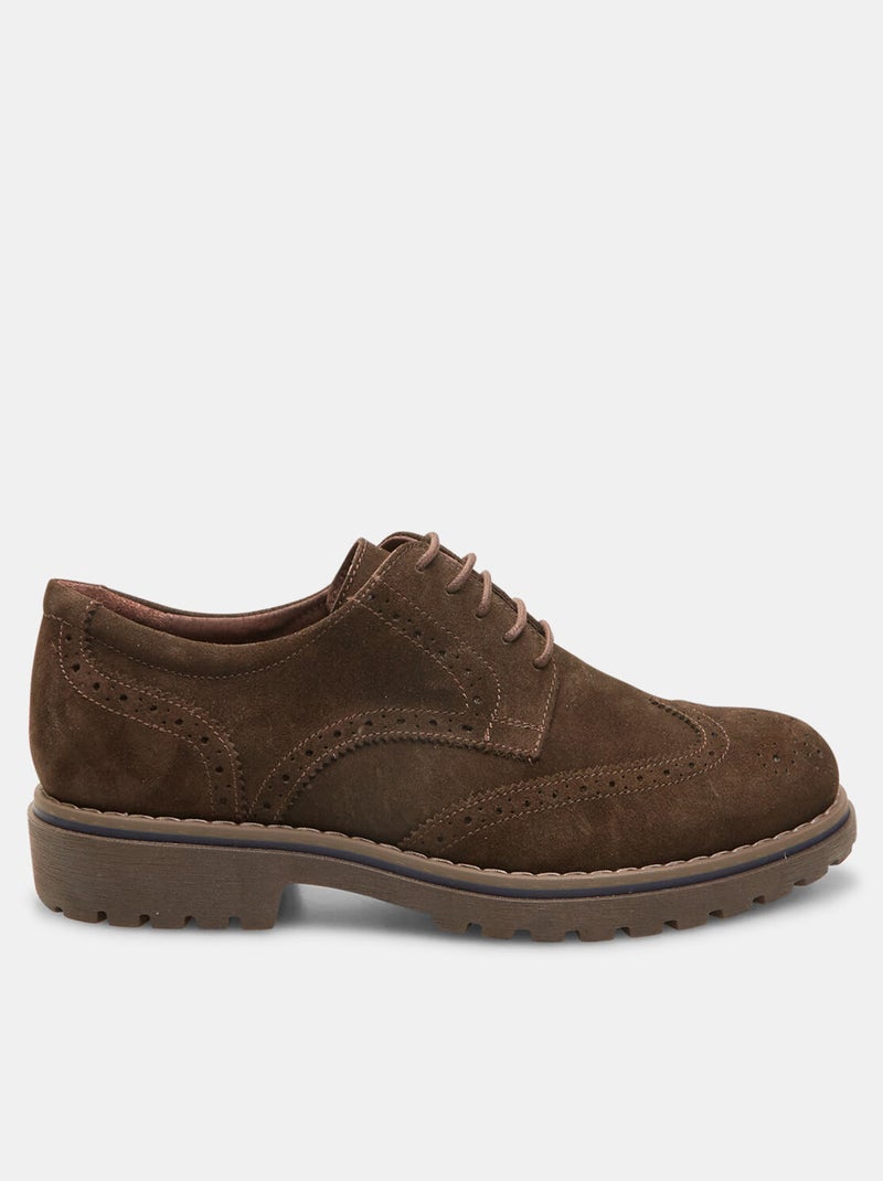 Mocassin Semelle Crantée en Cuir Marron Foncé
