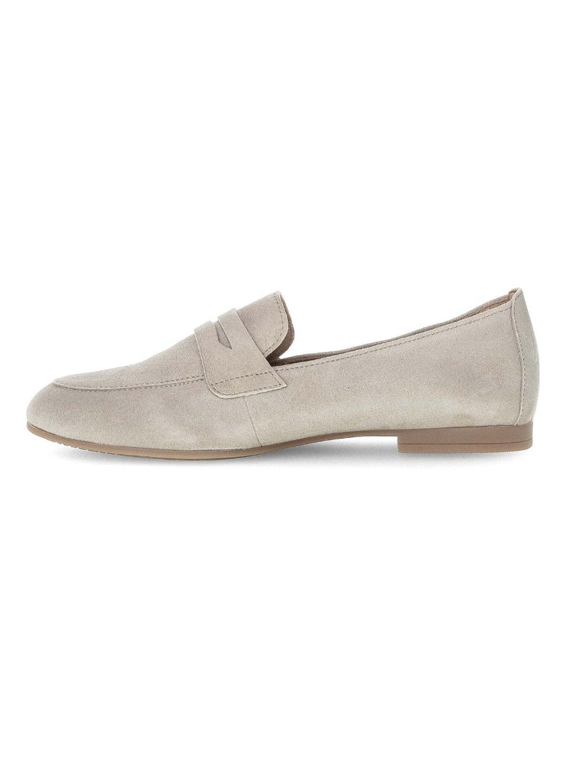 Mocassins  en cuir velours Beige - Kiabi