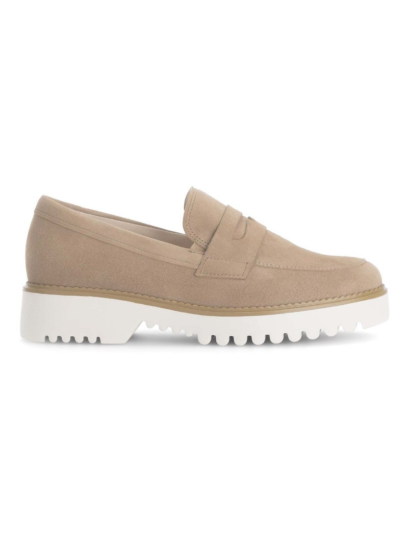 Mocassins  en cuir velours Beige - Kiabi
