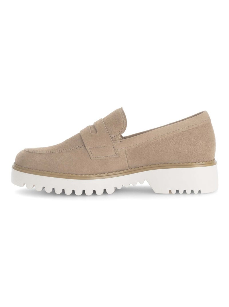 Mocassins  en cuir velours Beige - Kiabi