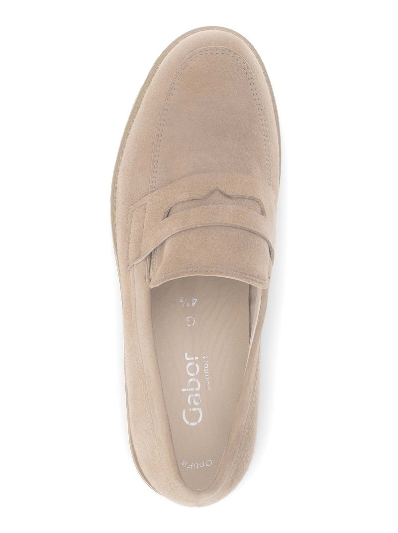 Mocassins  en cuir velours Beige - Kiabi