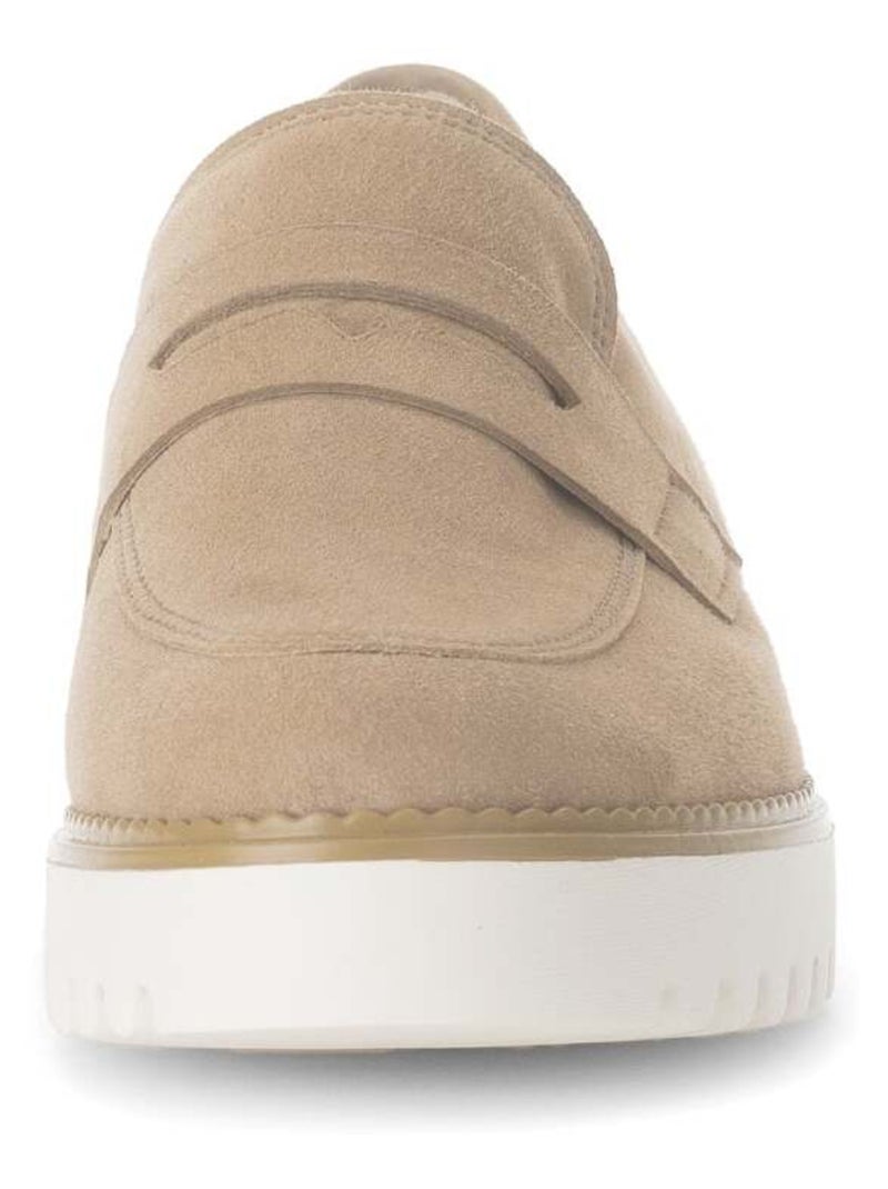 Mocassins  en cuir velours Beige - Kiabi
