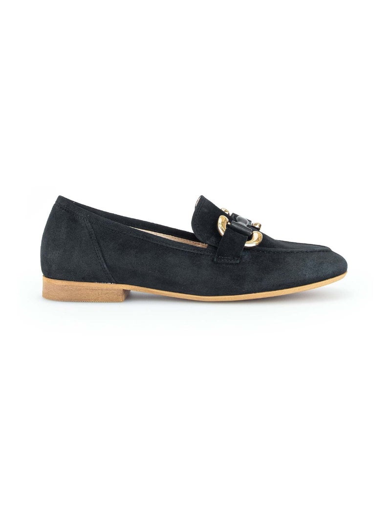 Mocassins  en cuir velours Bleu marine - Kiabi