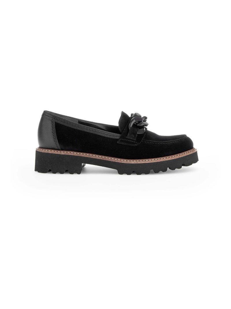 Mocassins  en cuir velours Gabor Noir Noir - Kiabi