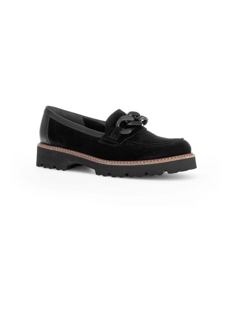 Mocassins  en cuir velours Gabor Noir Noir - Kiabi
