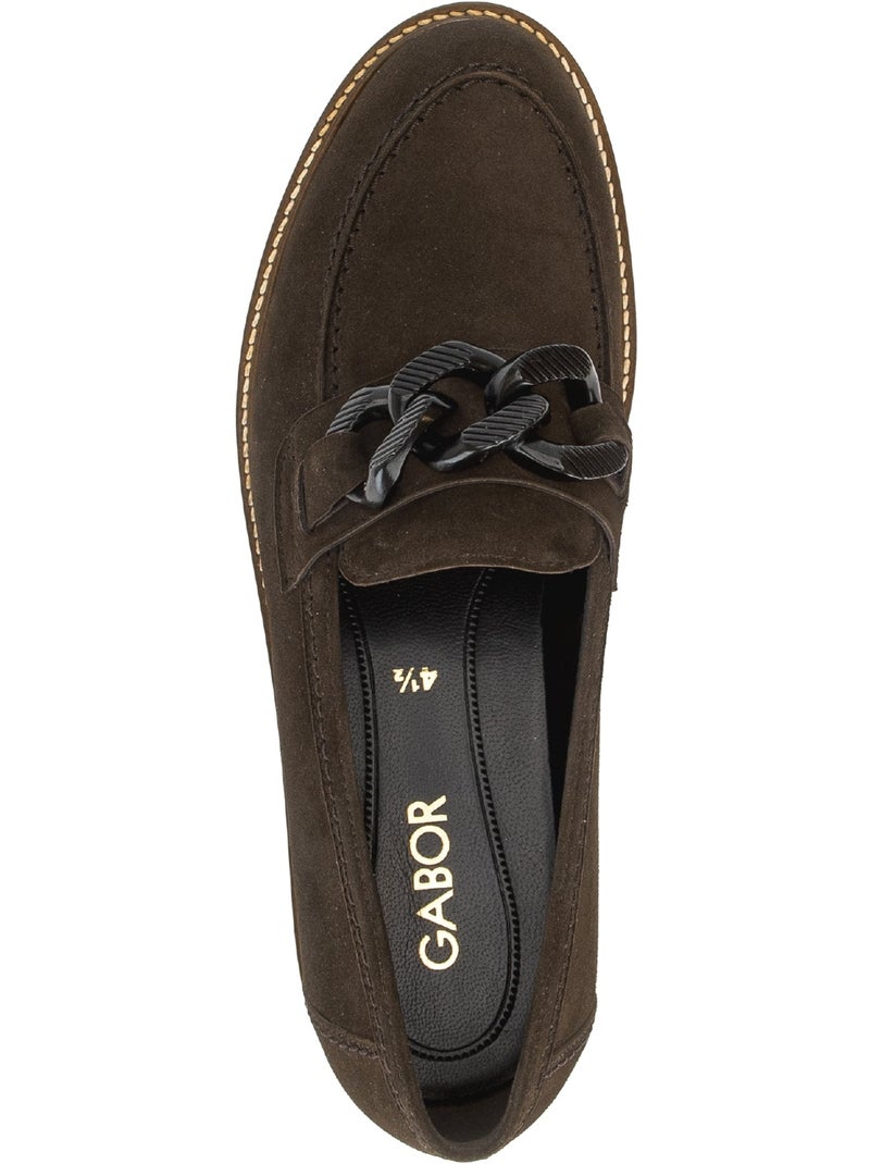 Mocassins  en cuir velours Marron - Kiabi