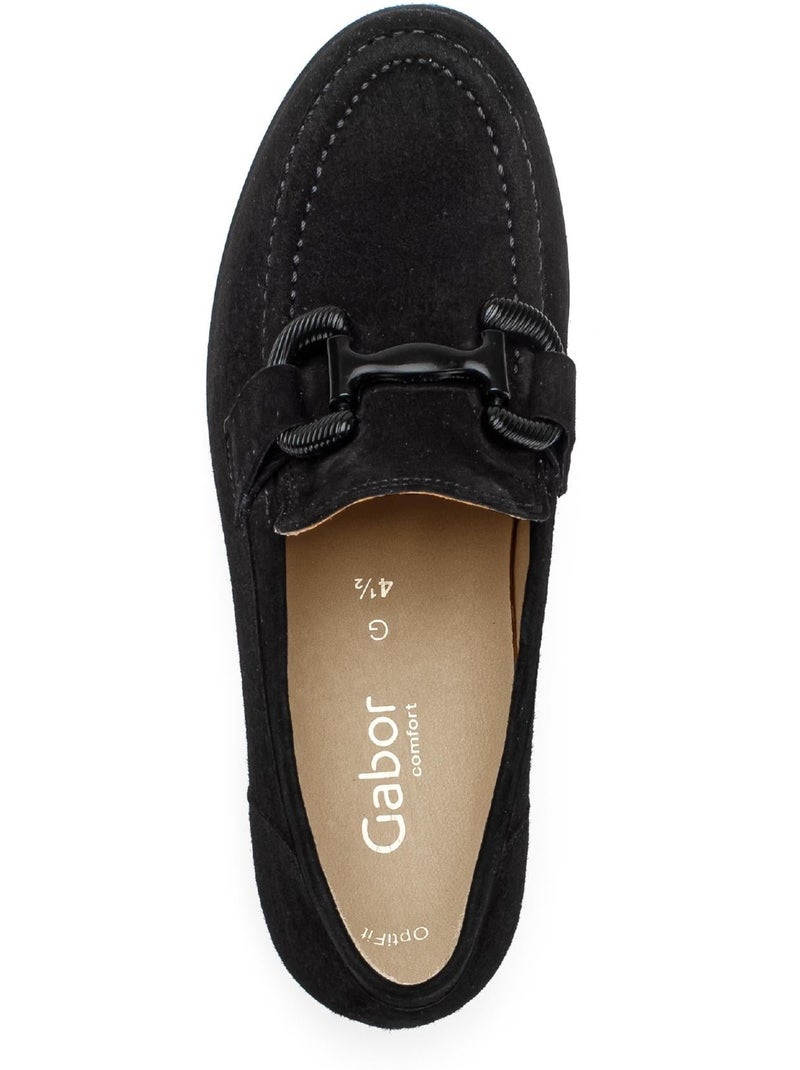 Mocassins  en cuir velours Noir Noir - Kiabi