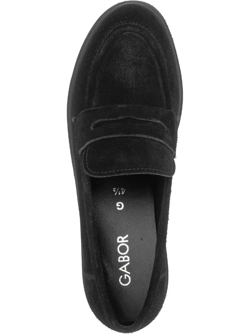 Mocassins  en cuir velours Noir Noir - Kiabi