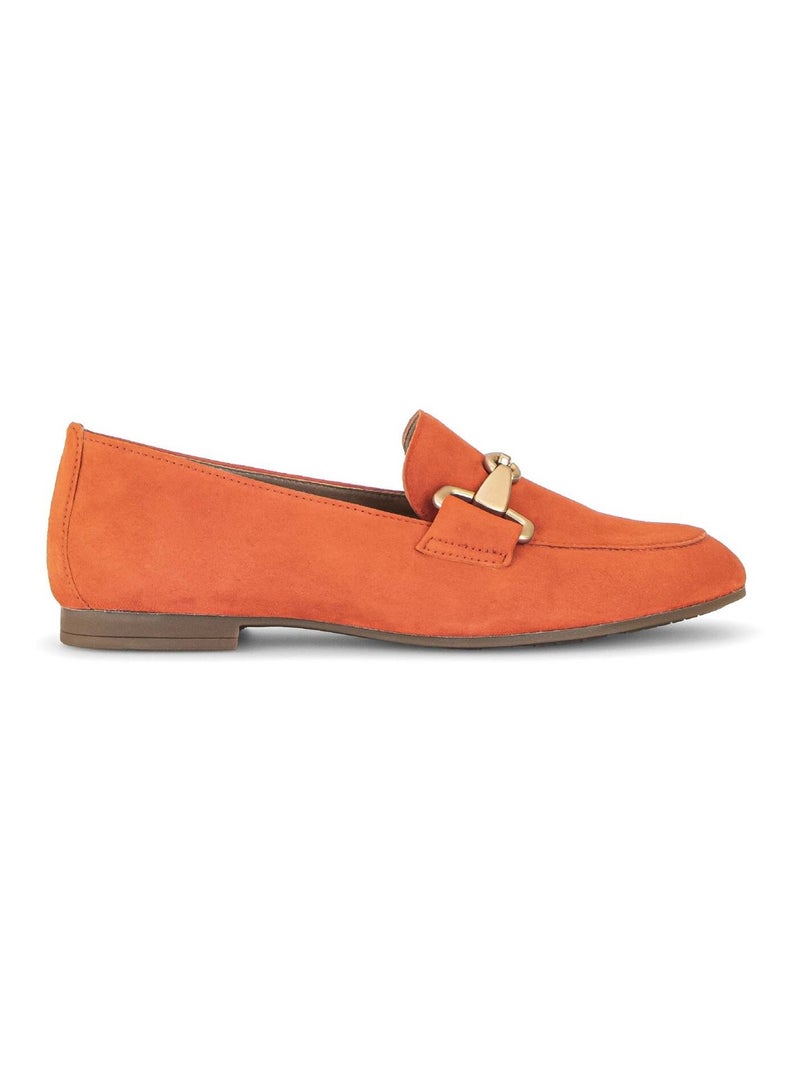 Mocassins  en cuir velours Orange - Kiabi