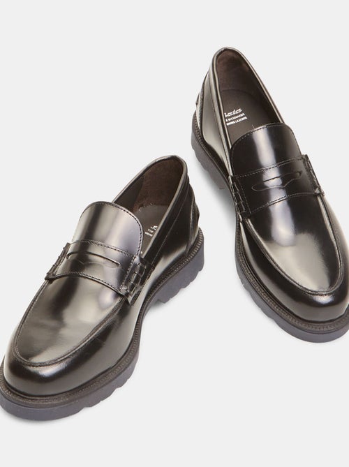 Mocassins en cuir verni avec semelle crantée BATA - Kiabi