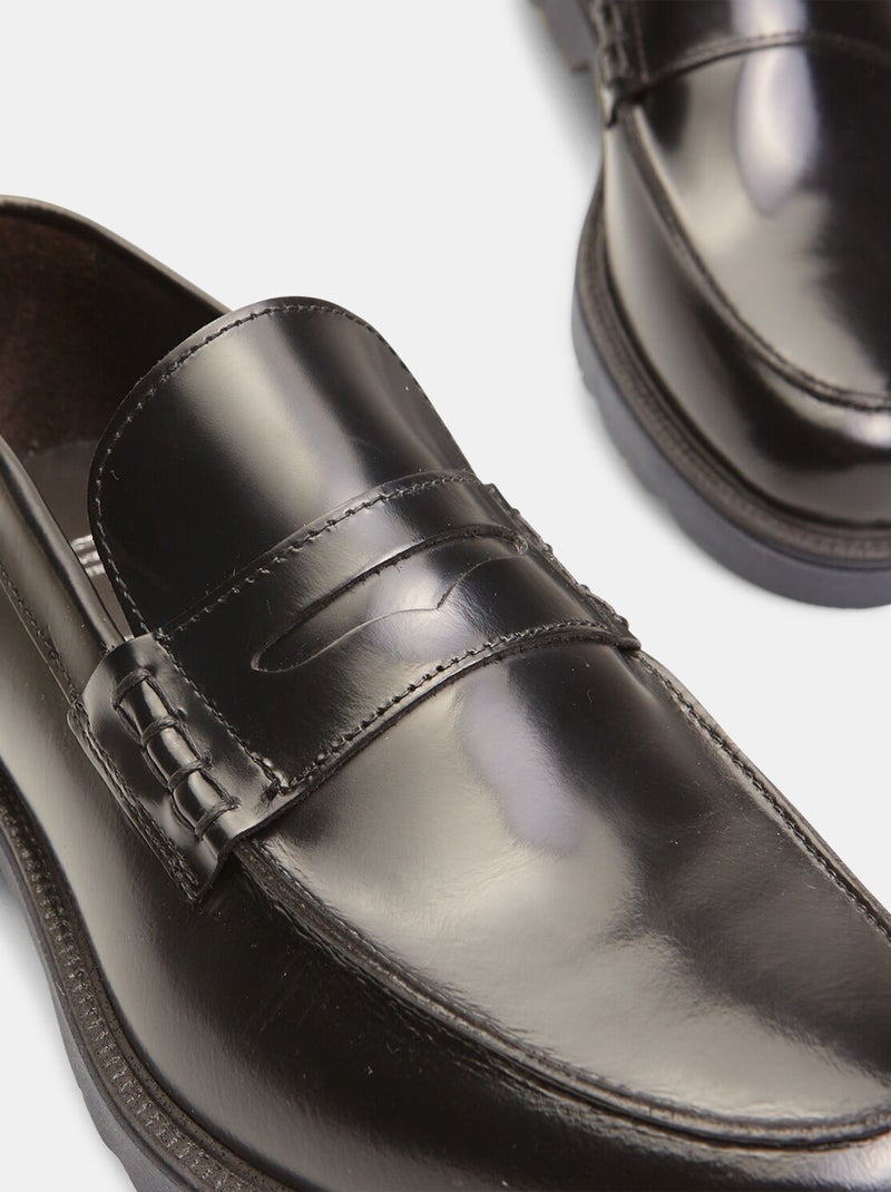 Mocassins en cuir verni avec semelle crantée BATA Noir - Kiabi